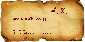 Anda Károly névjegykártya